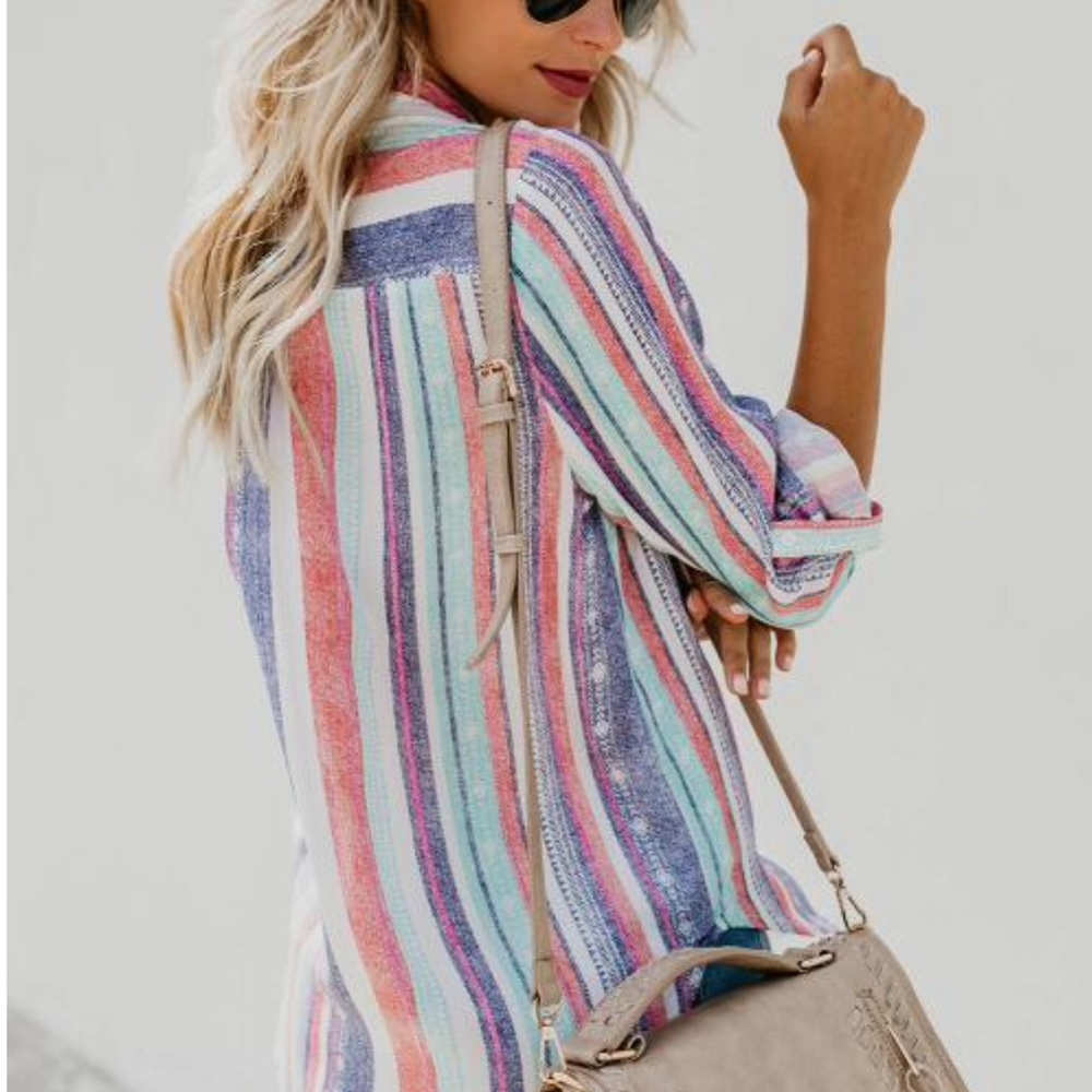 1 left Striped Top w/Tribal Accents& Vintage Wash! - Picture 3 of 4